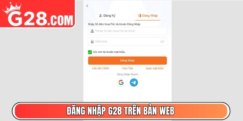 Đăng nhập G28 trên bản web