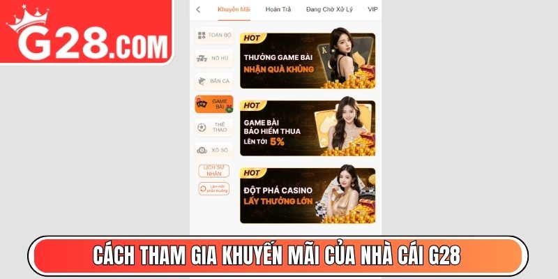 Cách tham gia khuyến mãi của nhà cái G28