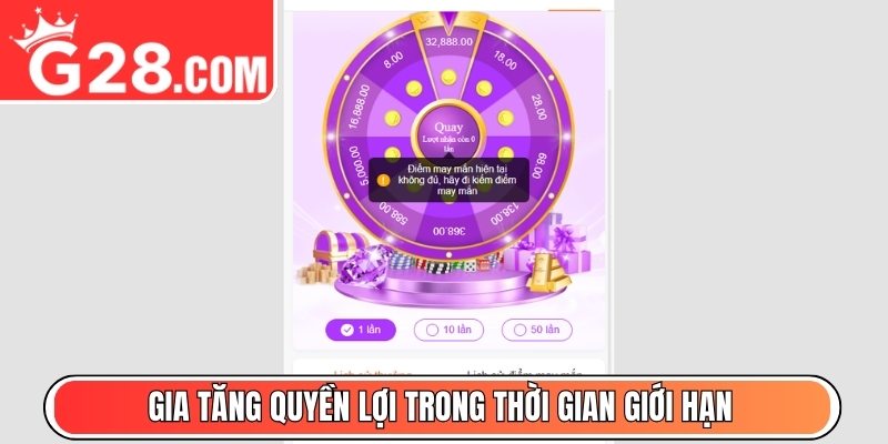 Gia tăng quyền lợi trong thời gian giới hạn